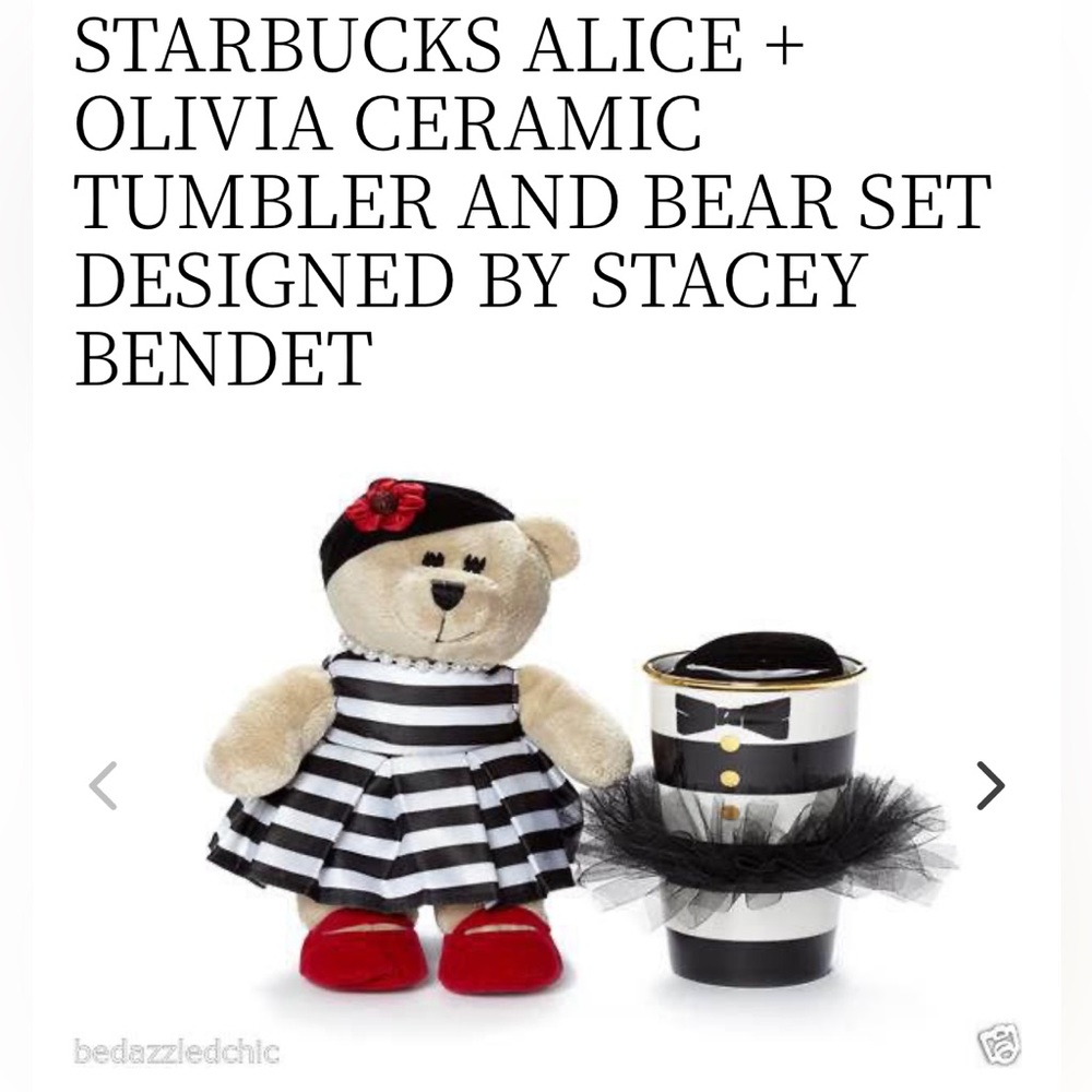 Coming! NIB Limited Edition Alice + Olivia X Starbucks Stace Face Bear NEW & Cup